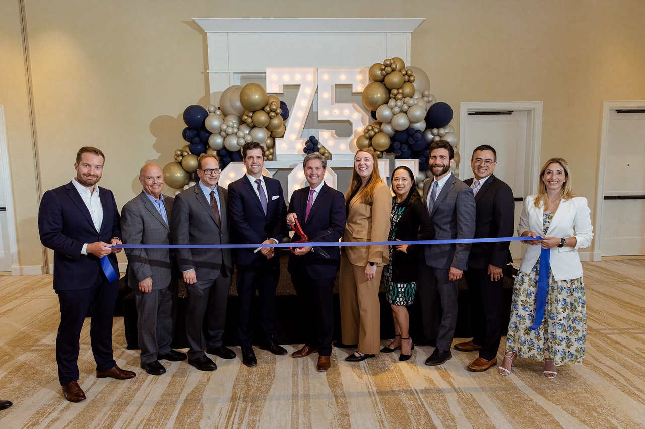 Cummins & White celebrates its 75th Anniversary with a ribbon-cutting ceremony hosted by the Newport Beach Chamber of Commerce.